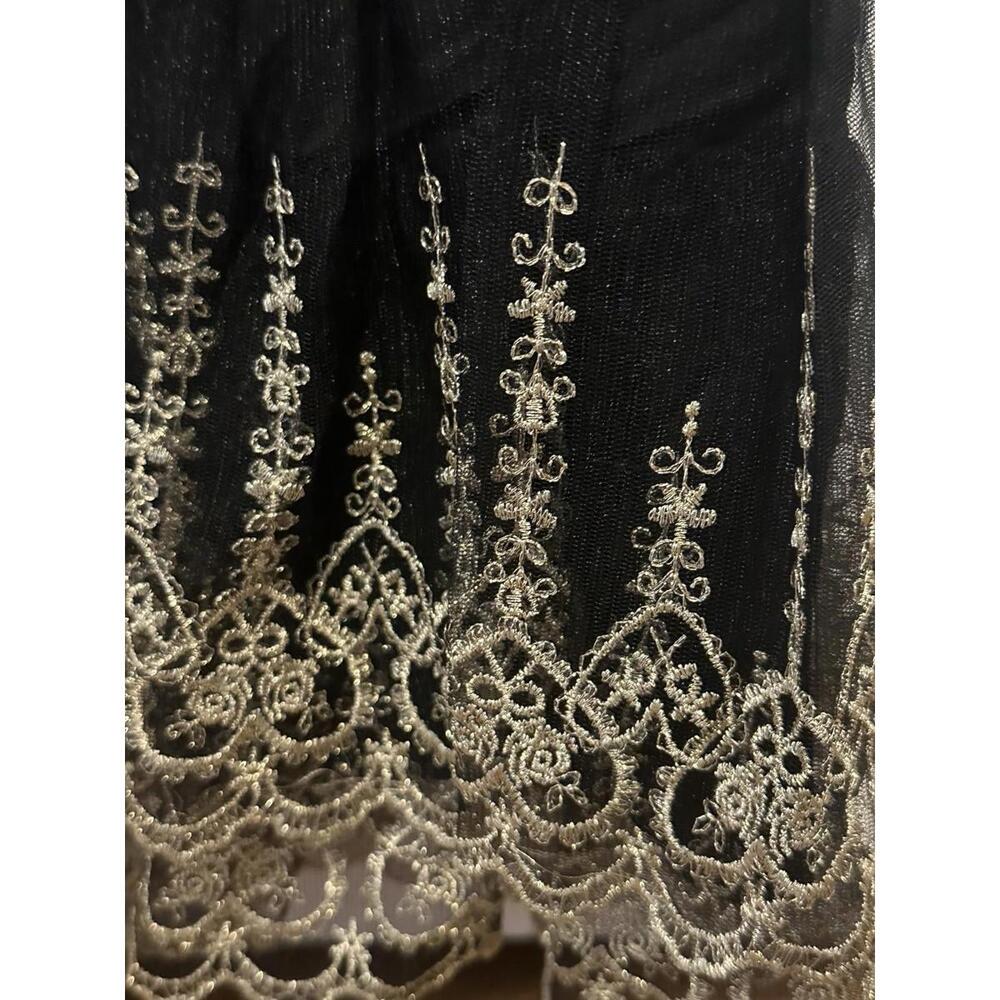 Tuckernuck Pomander Place Black Lillith Gold Lace Midi Dress NWT Extra Large - Picture 5 of 5